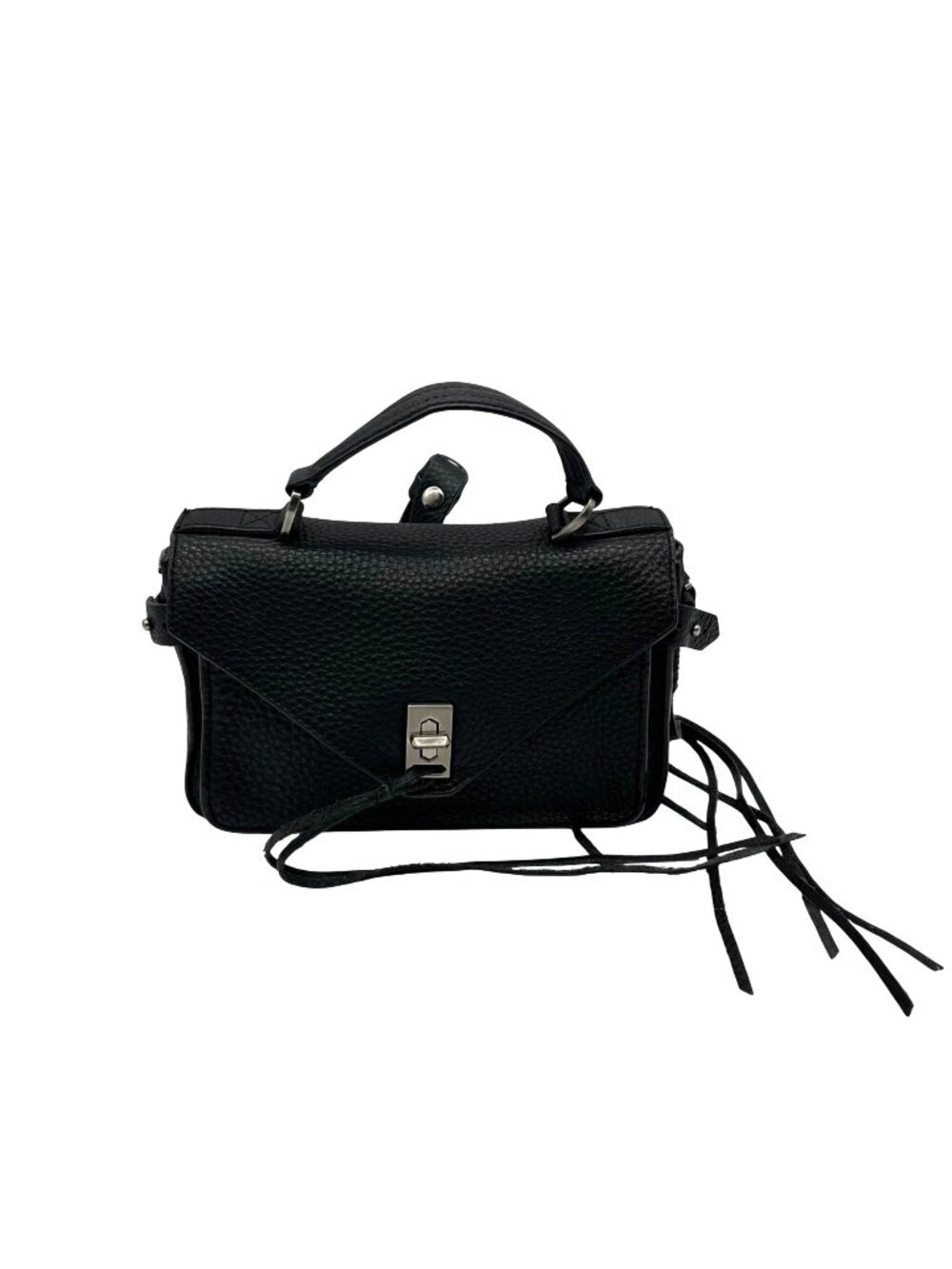 Rebecca Minkoff Black Pebbled Leather Messenger Crossbody Bag